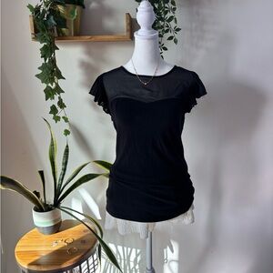 Express Black Sheer Sleeve Blouse